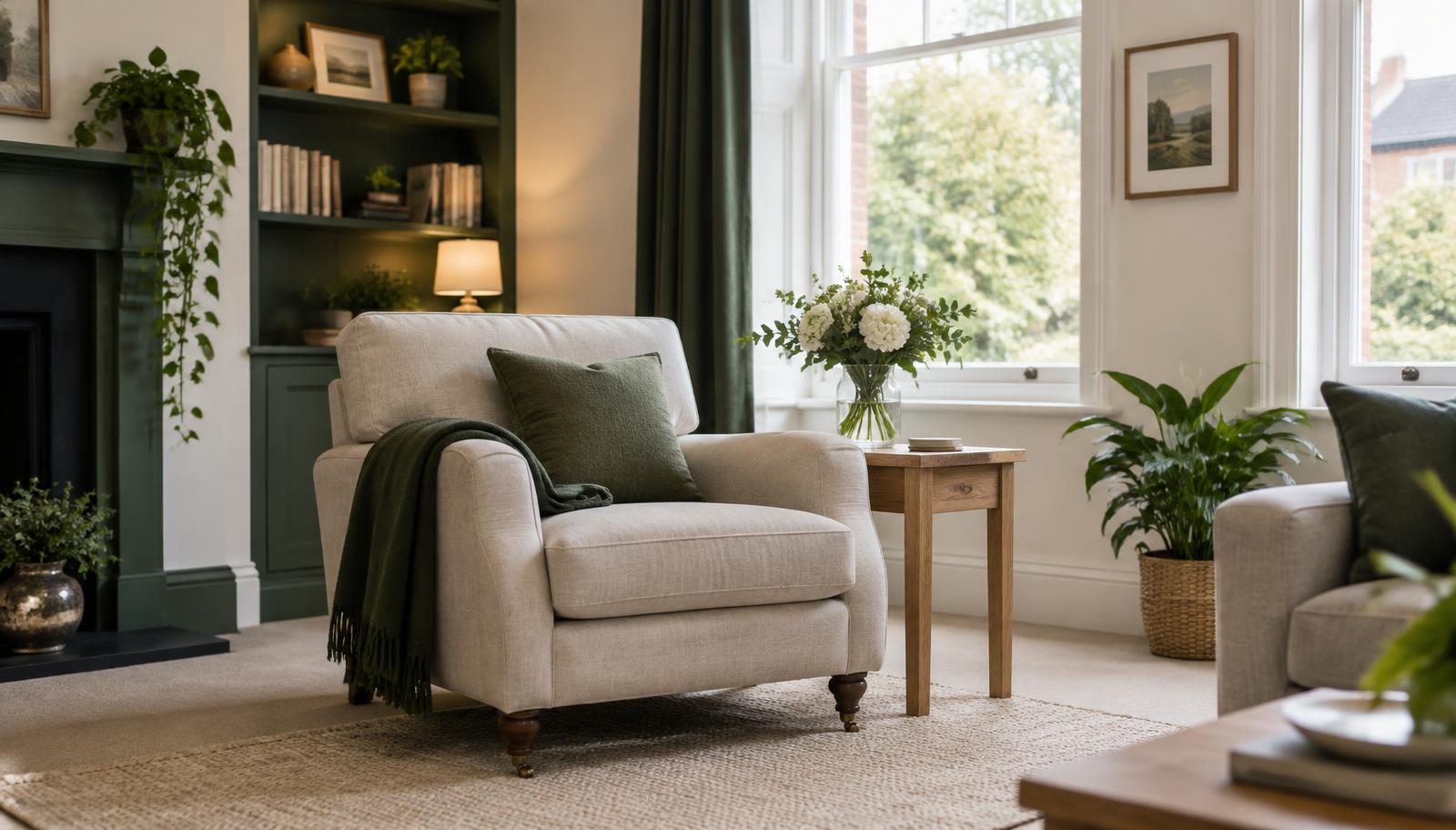 A bright, tidy living room in an Assist Housing home